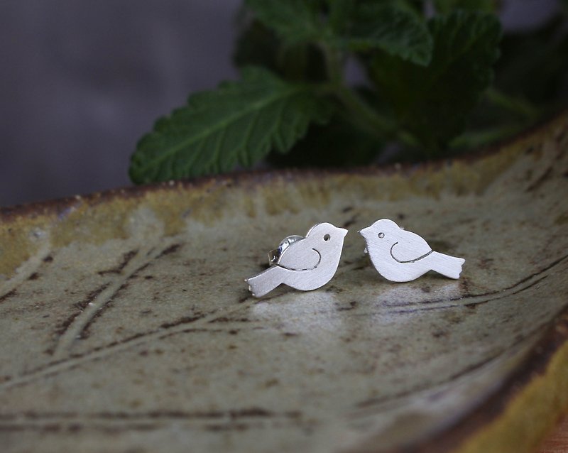 Little Bird - ต่างหูนกพุงกลม - Handmade Silver Earrings / Earrings / 耳環 / 銀 - ต่างหู - เงินแท้ 