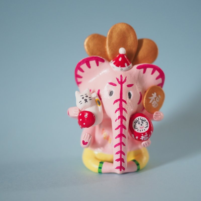 Good fortune Ganesha - Stuffed Dolls & Figurines - Clay Pink