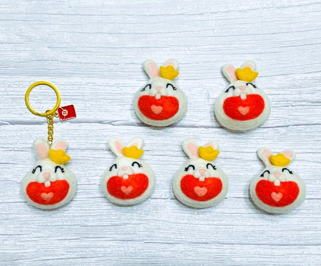 羊毛フェルト素材パック｜福うさぎキーホルダー（詳しい説明動画付き