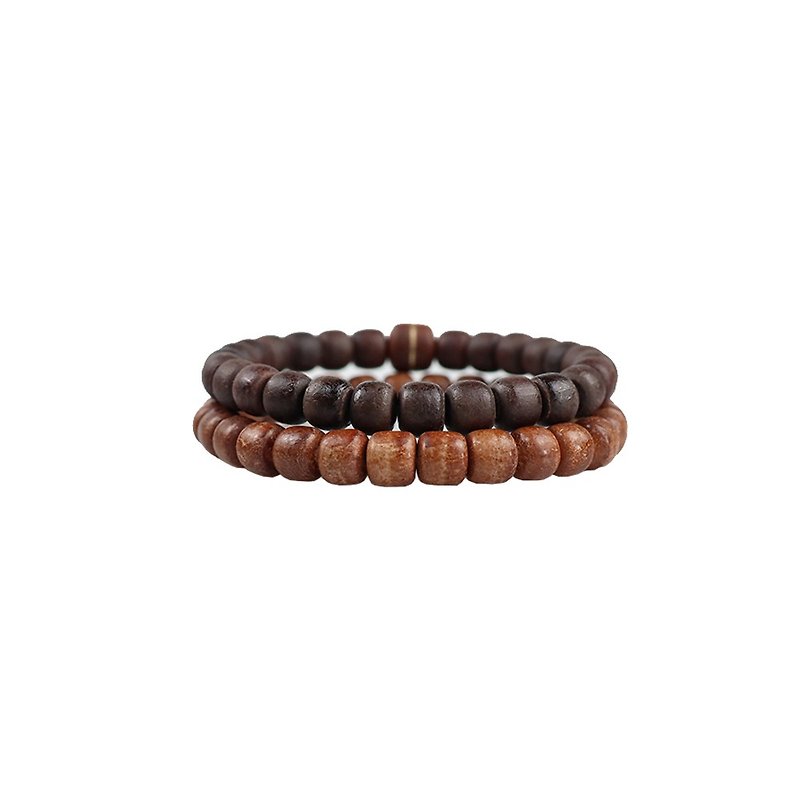 Beaded hand string antiques made of vegetable tanned leather - Bracelets - Genuine Leather Brown