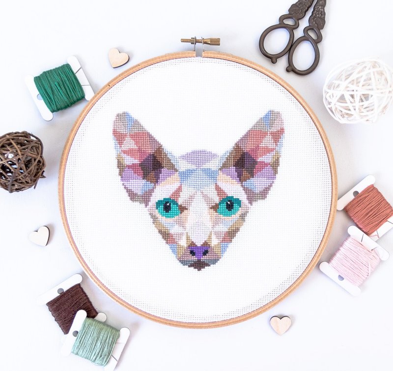 Sphynx Cat Cross Stitch PDF Pattern 十字繡 - 編織/刺繡/羊毛氈/縫紉 - 其他材質 