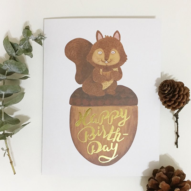 Panda grocery store-squirrel and pine cone bronzing birthday card birthday card - Cards & Postcards - Paper Multicolor