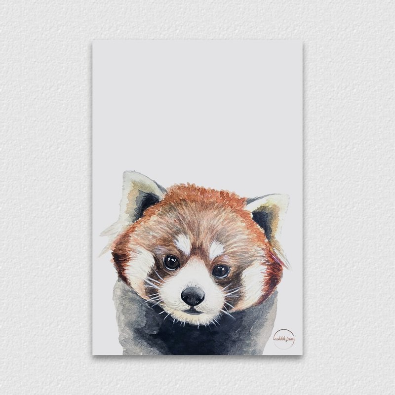 Watercolor illustration animal postcard - red panda - การ์ด/โปสการ์ด - กระดาษ สีนำ้ตาล