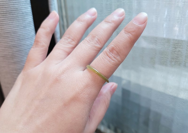 [Qin Cui] Natural Jadeite Ice Tea Yellow Finger Jingle Bracelet Finger Bracelet No. 14 Ring - แหวนทั่วไป - หยก สีส้ม