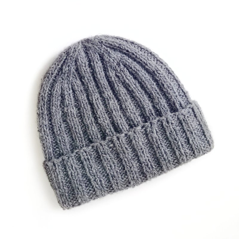 Grey Men's Beanie with Cuff - Luxuriously Warm Merino-Alpaca Blend Knitted Hat. - Hats & Caps - Wool Gray