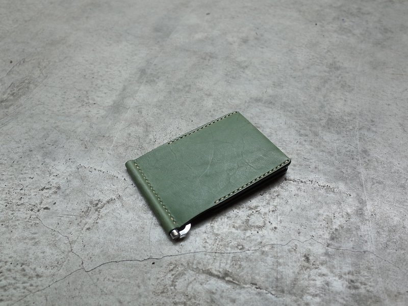 Vegetable tanned real leather banknote clips / light green - Wallets - Genuine Leather Multicolor