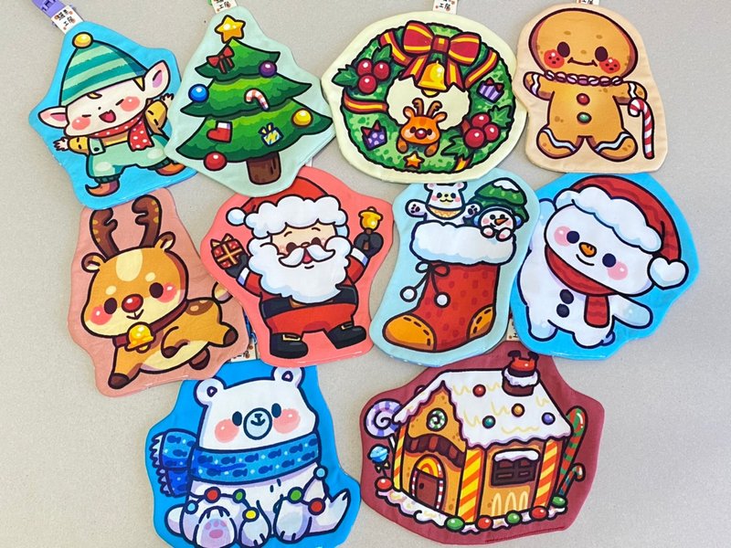 聖誕節系列 | 造型手帕巾 | 聖誕老人 | 雪人 | 麋鹿 | 聖誕襪 - 圍兜/口水巾 - 棉．麻 多色
