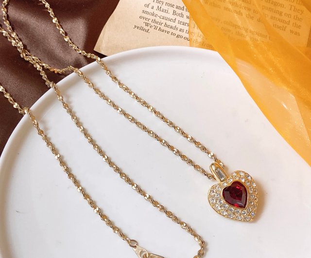 Western antique jewelry] Nolan Miller extremely sparkling light love heart  detachable and delicate Rhine necklace - Shop noahark Necklaces - Pinkoi