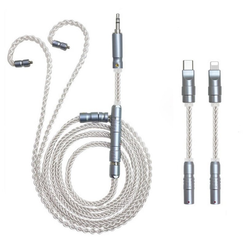 Kawaki three-in-one headphone upgrade cable [M145] 3.5 AUX Silver wire aviation plug upgrade cable - แกดเจ็ต - วัสดุอื่นๆ 