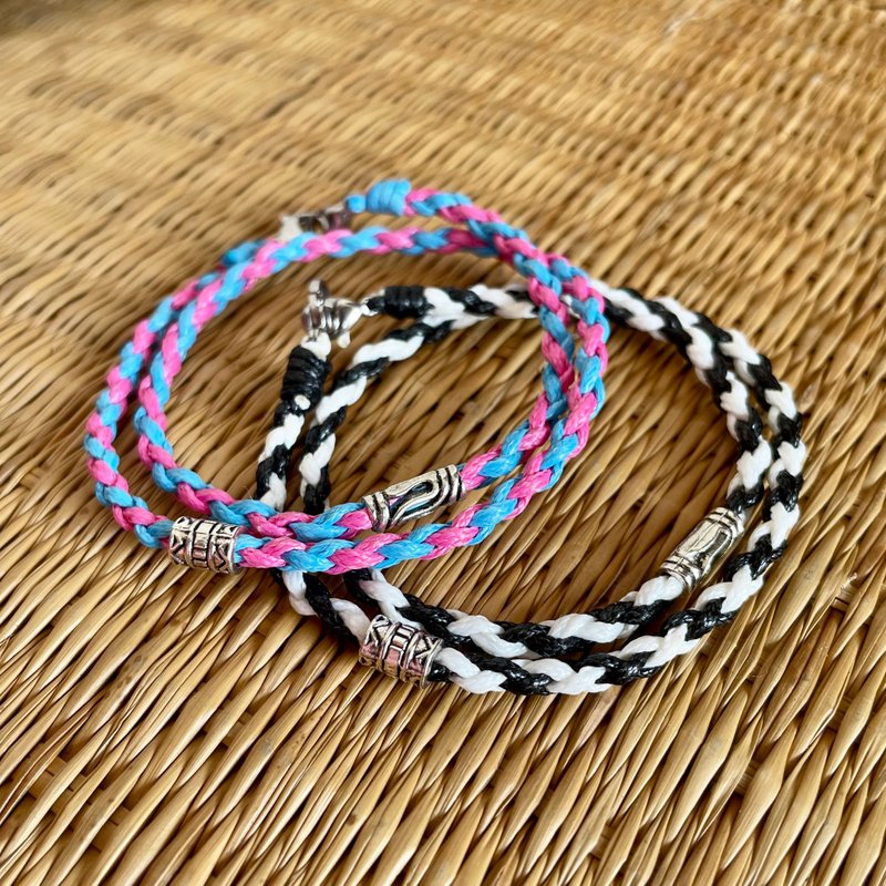 Customized simple bracelet, ocean style braided bracelet, customized jewelry - Bracelets - Other Man-Made Fibers White