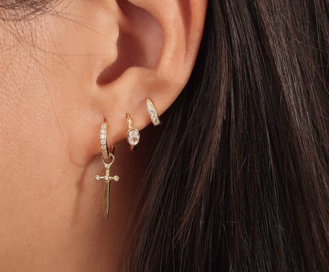 Women's cross clearance hoop earrings