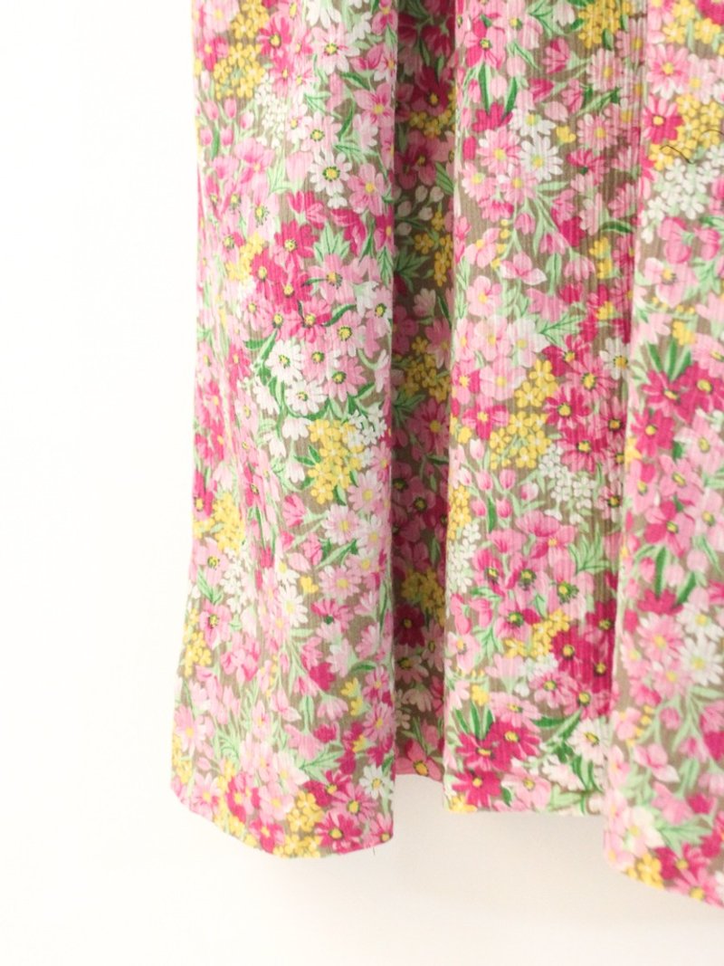 Vintage Sweet Romantic Pink Floral Short Sleeve Vintage Dress Vintage Dress - One Piece Dresses - Polyester Pink