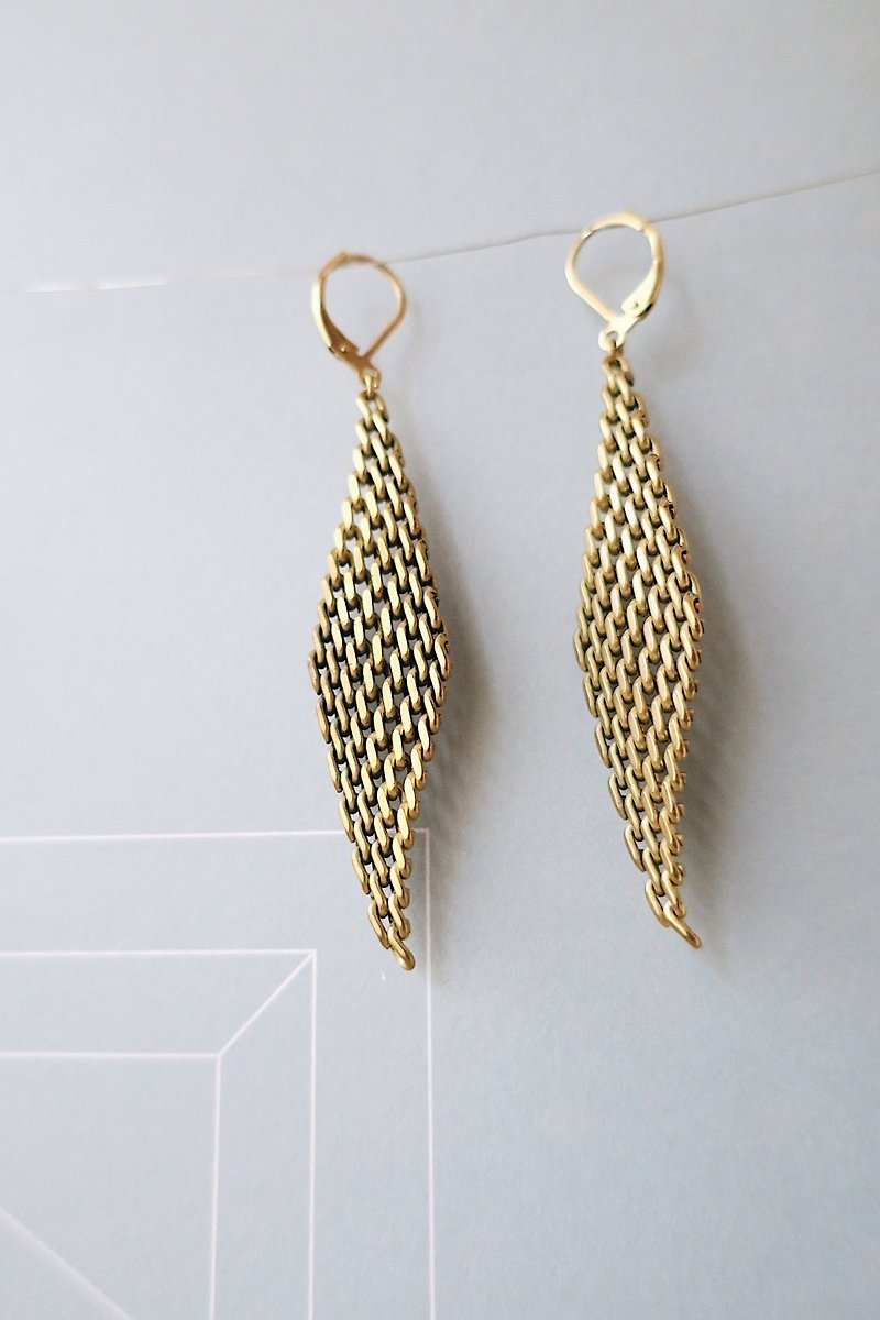 [endorphin] Diamond Brass Earrings - ต่างหู - โลหะ สีทอง
