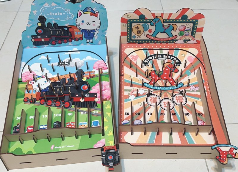 Pinball machine DIY material package hand-made pinball machine I cute cartoon style hand-operated pinball machine - ชิ้นส่วน/วัสดุอุปกรณ์ - ไม้ หลากหลายสี