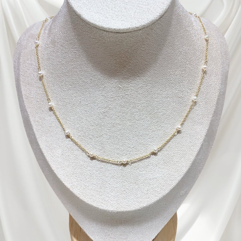 Pearl Necklace | 14K Gold Filled | Freshwater Pearl - สร้อยคอ - ไข่มุก ขาว