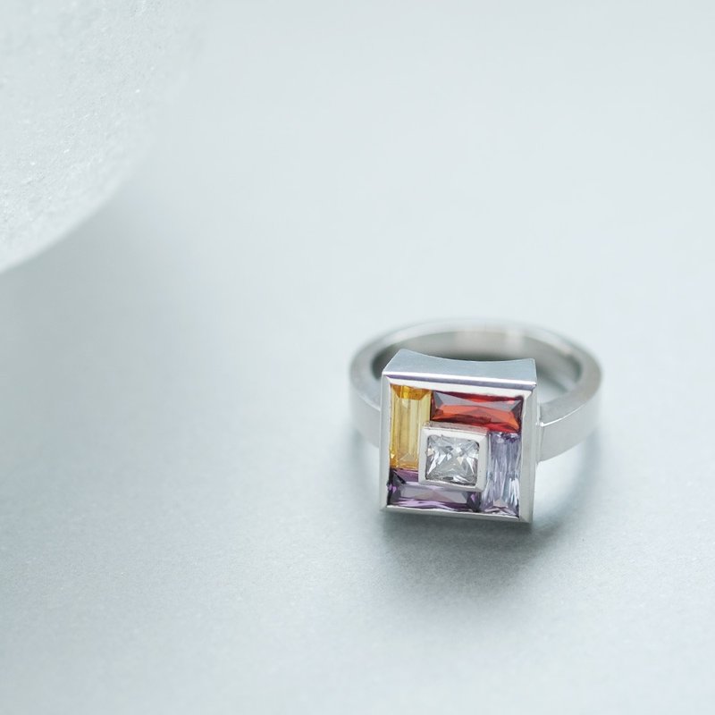 Palette Stone Ring Silver 925 - แหวนทั่วไป - โลหะ สีเขียว