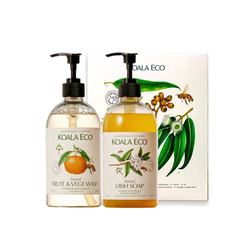 限量款 | 澳洲科菈KOALA ECO  安心飲食清潔二入禮盒 - 碗盤清潔/洗碗精 - 精油 綠色