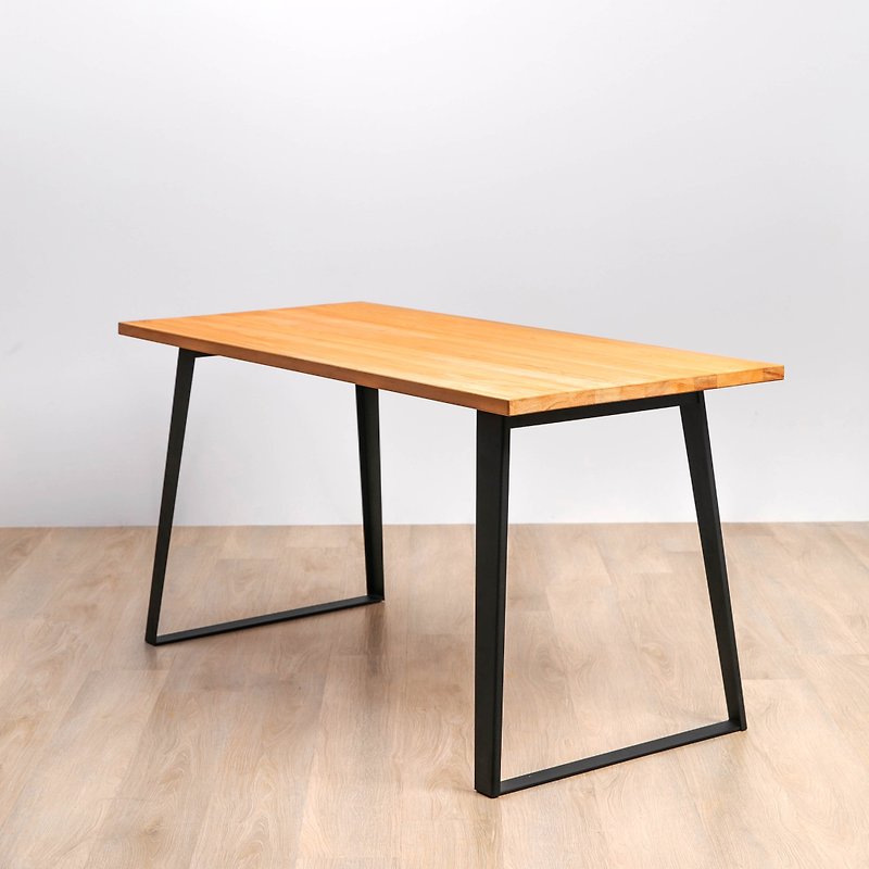 Japanese Elm Simple Original Wood Table Trapezoidal Table Feet Simply Wood Table - โต๊ะอาหาร - ไม้ สีนำ้ตาล