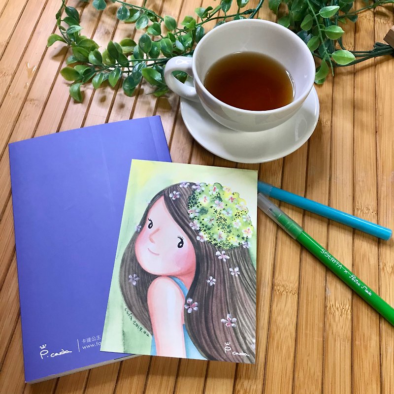 Story postcard, Princess Kada, the wind passes gently - การ์ด/โปสการ์ด - กระดาษ สีเขียว