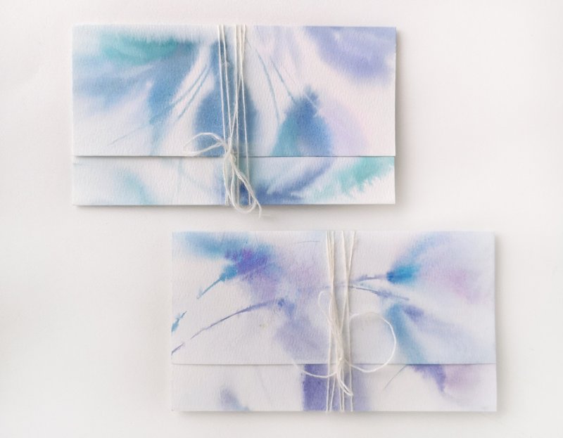 Floral wedding invitation Envelope Hand painted Custom Watercolor floral invite - ซองจดหมาย - กระดาษ สีน้ำเงิน