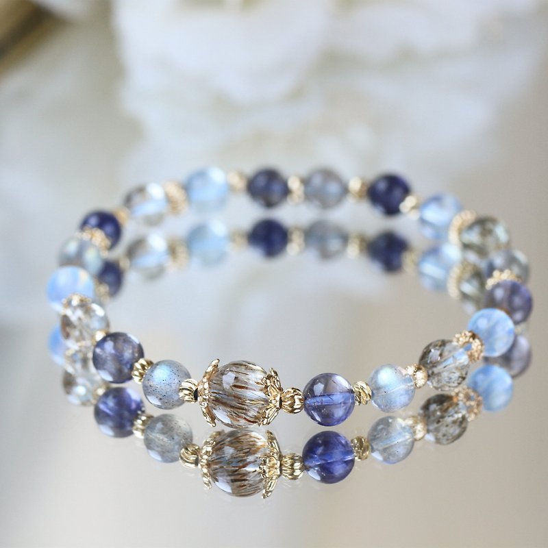 Black Gold Super Seven Seas Sapphire, Iolite and Labradorite Lucky and Prosperous Crystal Bracelet. In love with Ibiza - Bracelets - Crystal Blue