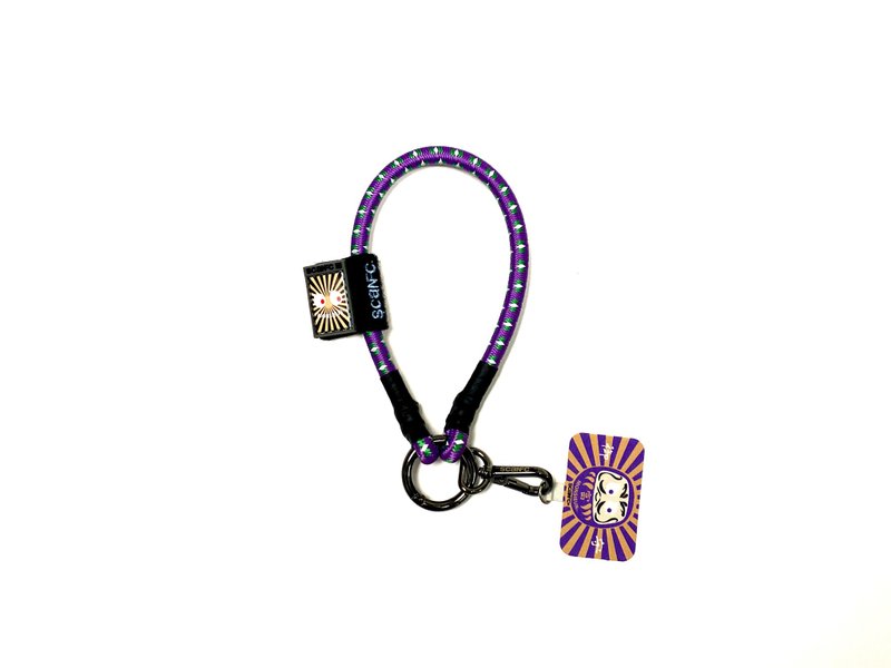 SCANFCパープルとグリーンの反射性弾性機能リストロープ (だるま布) - スマホアクセサリー - その他の素材 