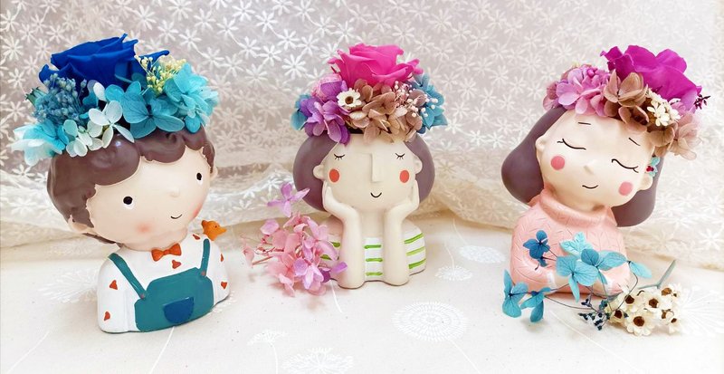 永生花/乾燥花/永生花擺飾 / 客製化永生花造型花盆 /情人節禮物 - 乾燥花/永生花 - 植物．花 粉紅色