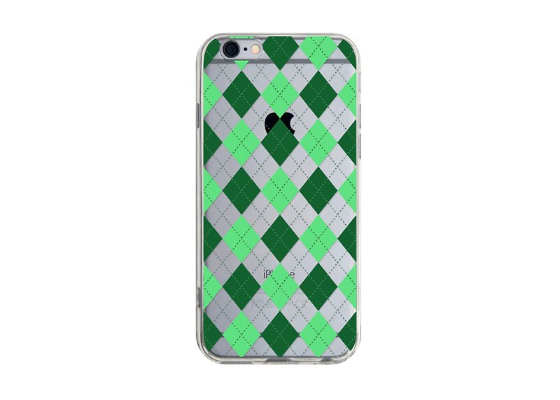 綠色格子師文綠色透明手機殼iPhone13三星華為蘋果PCTP-AM64C - 手機殼/手機套 - 塑膠 綠色