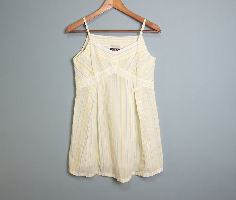 FOAK vintage light pastel striped camisole - เสื้อกั๊กผู้หญิง - ผ้าฝ้าย/ผ้าลินิน หลากหลายสี