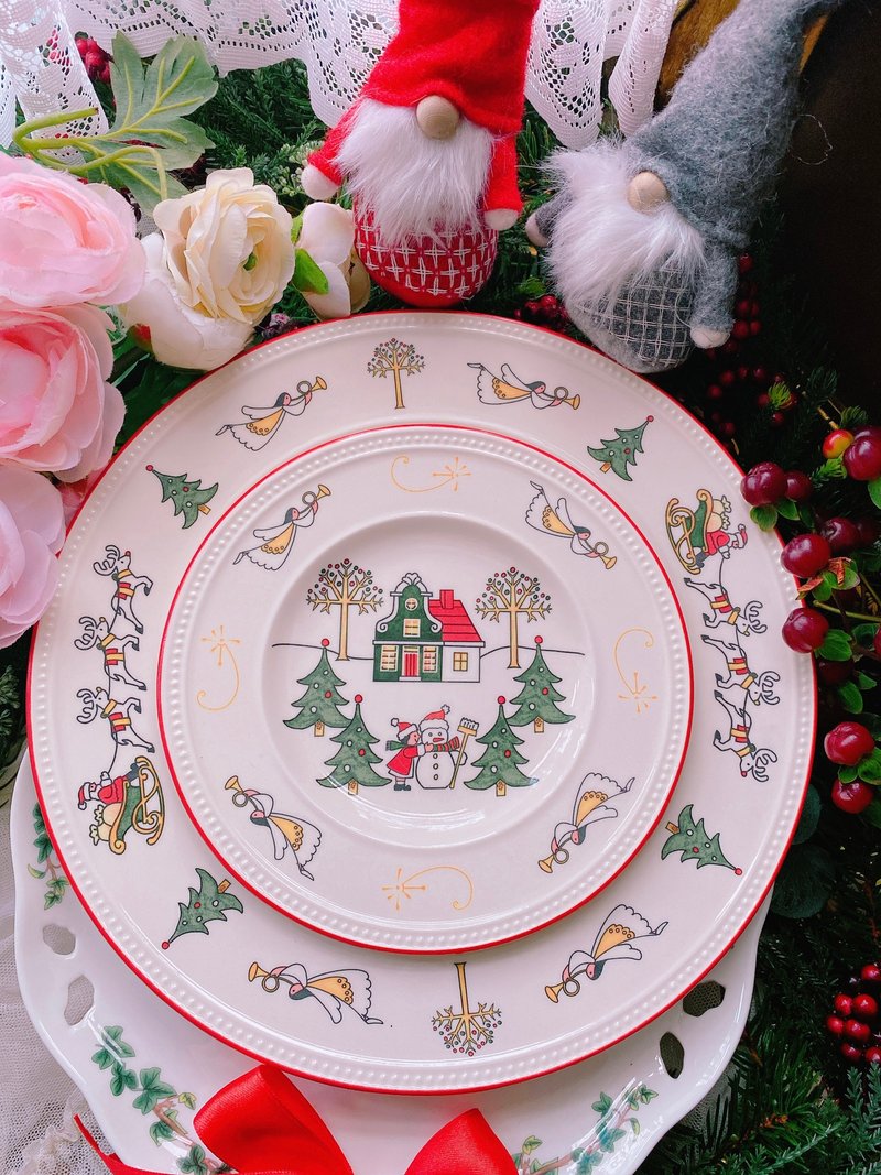 1980年英國製 Wedgwood 聖誕老人雪橇蛋糕盤餐盤聖誕限量收藏盤 - 茶壺/茶杯/茶具 - 瓷 