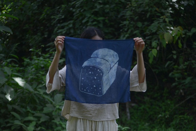 Linen Bandana Cloth | Shokupan | Indigo dyed - 絲巾 - 亞麻 藍色
