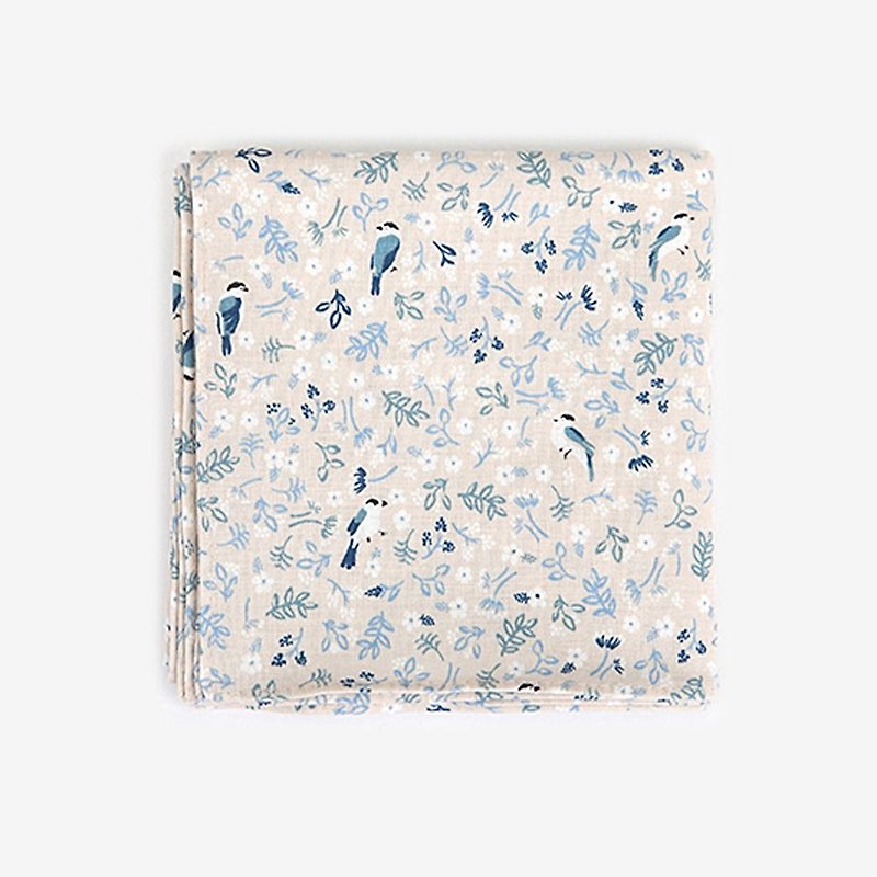 Nordic wind cotton handkerchief 37 Blue Tit forest, E2D03008 - ผ้าเช็ดหน้า - ผ้าฝ้าย/ผ้าลินิน ขาว