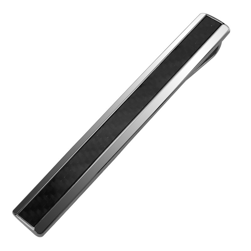 Stainless Steel Carbon Fiber Tie Clips - เนคไท/ที่หนีบเนคไท - สแตนเลส สีดำ