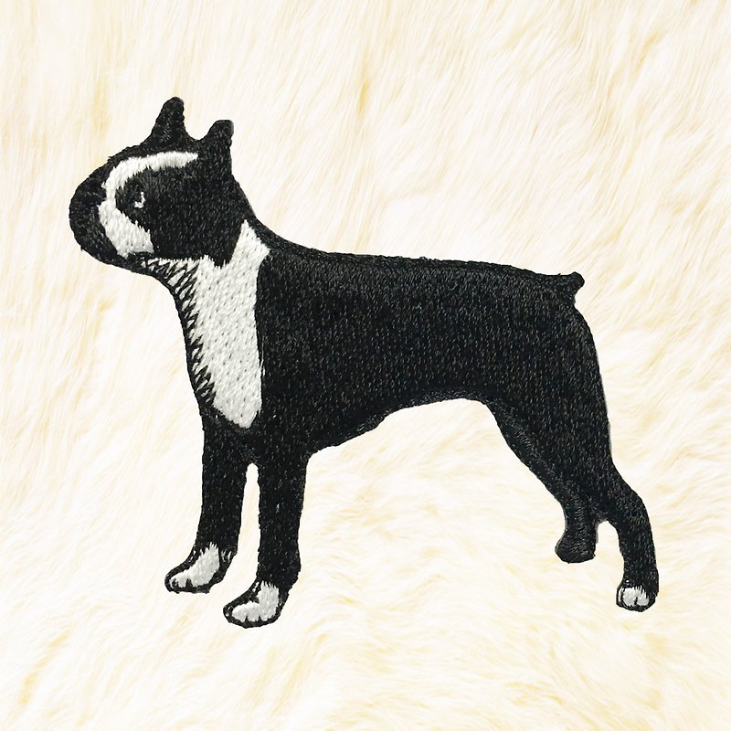 Boston Terrier Dog Iron on Patch Buy 3 Get 1 Free - 編織/刺繡/羊毛氈/縫紉 - 繡線 黑色