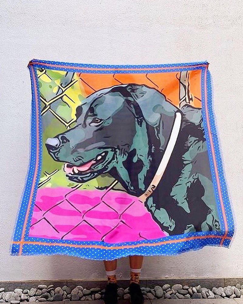 Dog Pet Labrador Silk Scarf - Knit Scarves & Wraps - Silk Multicolor