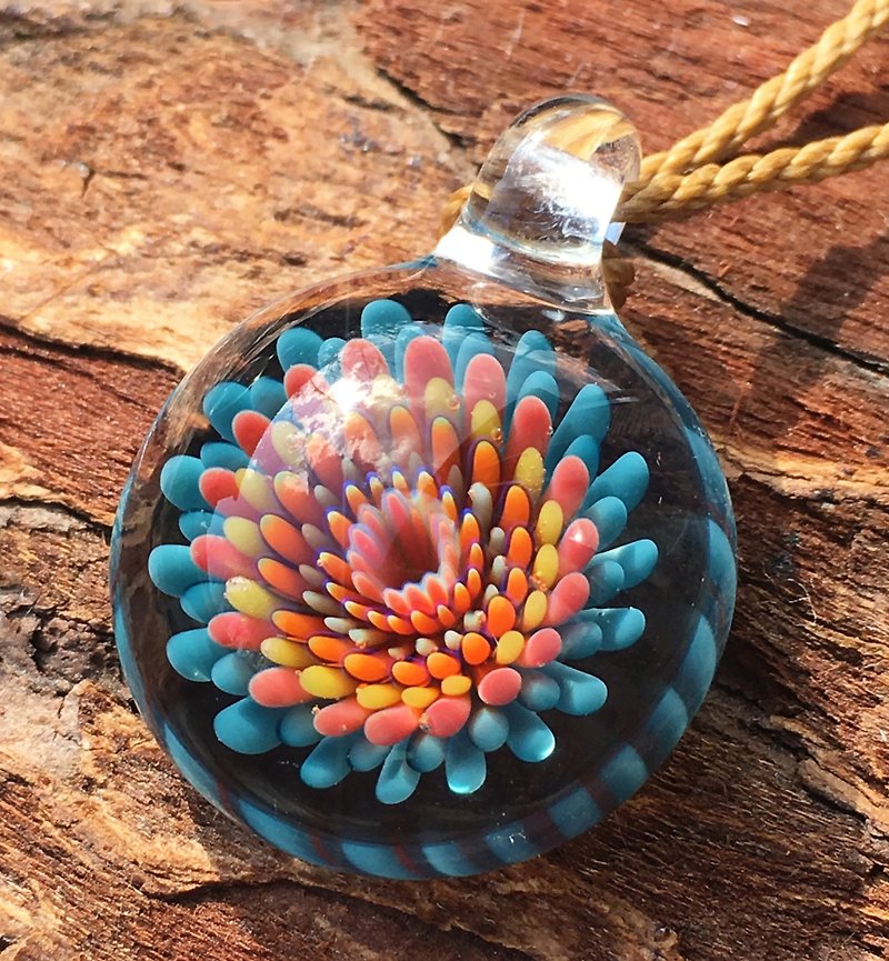 boroccus  Three-dimensional  Geometry  Colorful flower pattern  Refractory glass - Necklaces - Glass Multicolor