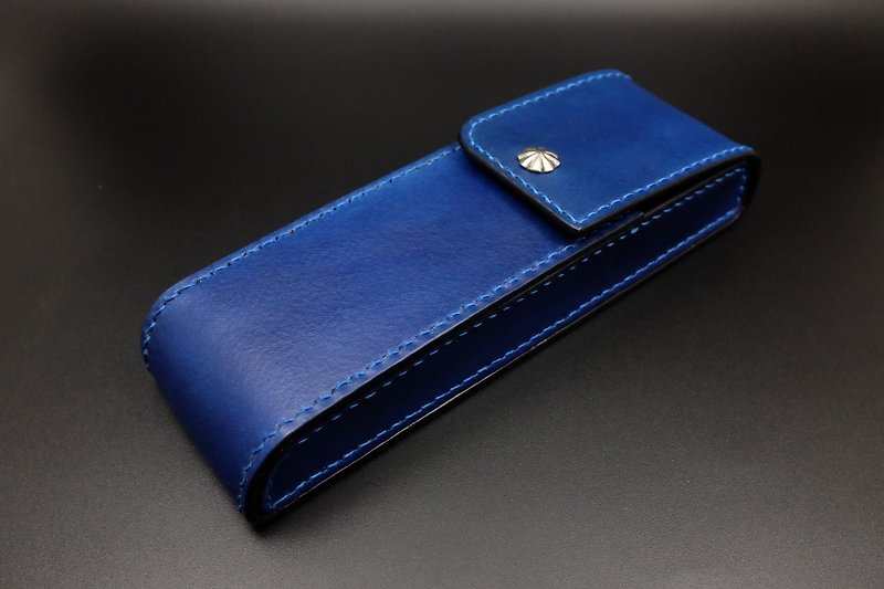 [KH] hand-dyed pencil box (pencil case, pencil case, pencil case, pencil case, leather) - Pencil Cases - Genuine Leather Blue