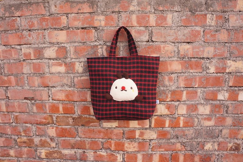 Double-sided bag - Red plaid - Handbags & Totes - Cotton & Hemp Red