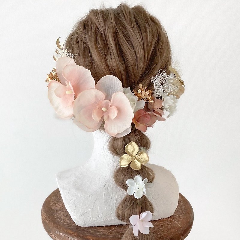 枯れない花の髪飾り - ヘアアクセサリー - その他の素材 ピンク