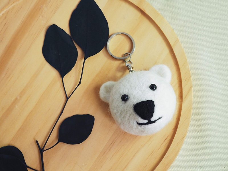 北極熊羊毛氈鑰匙圈 - 鑰匙圈/鎖匙扣 - 羊毛 白色