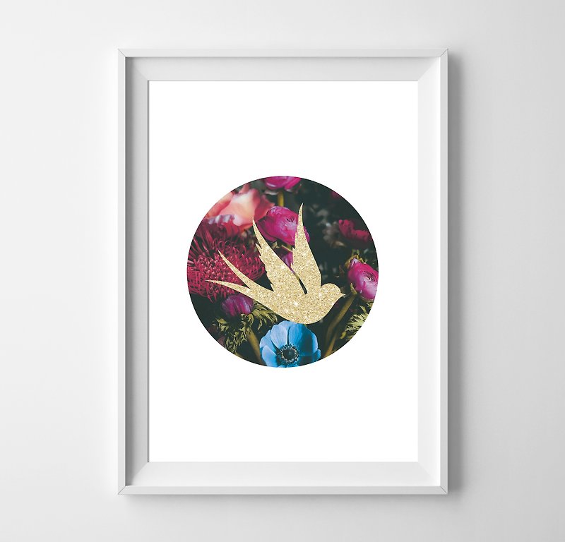 Swallow In Forest Customizable Posters - Wall Décor - Paper Red