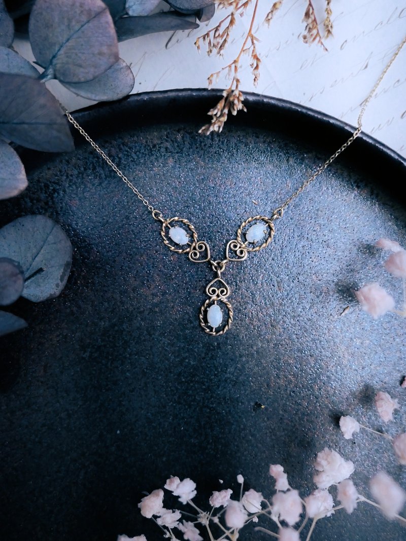 Krementz 蛋白石扭線掐絲Y型項鍊－美國古董首飾 Vintage Jewelry - 戒指 - 半寶石 