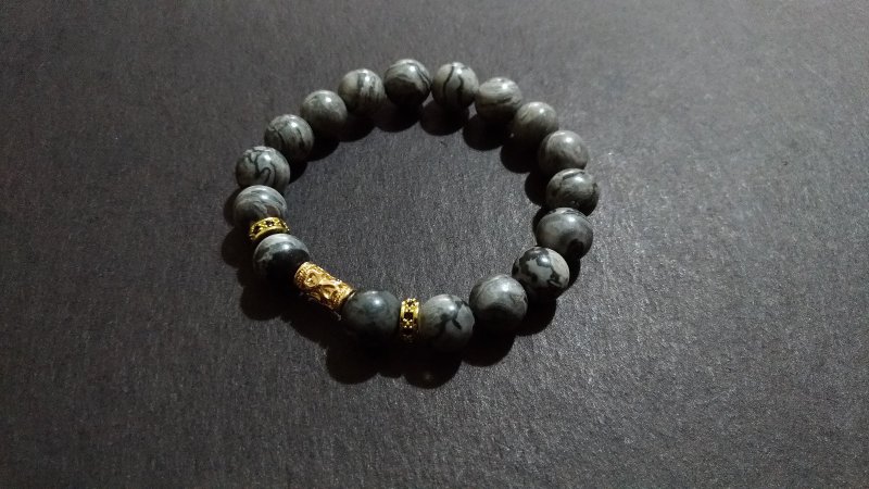 (Customized Gift) Picasso Stone Stone Bronze Bracelet - Bracelets - Crystal Gray