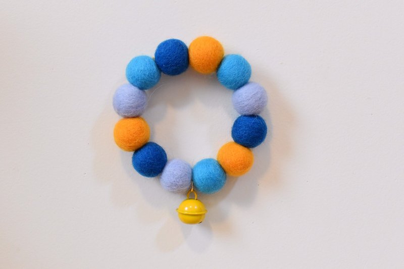 [Blue handsome] wool felt collar/hair child collar pet collar wool ball collar - Collars & Leashes - Wool 