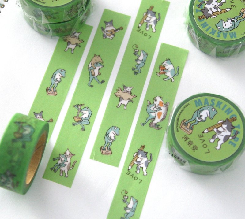 Cat and Frog Masking Tape/7m - Washi Tape - Paper Green