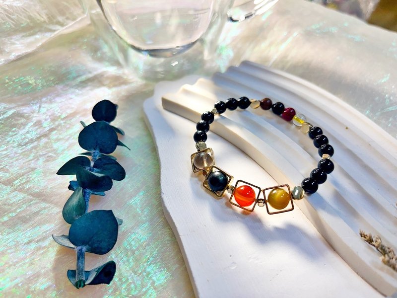 【1k歐姆-棕黑紅金電阻設計款 | 靈魂專屬寶物 | 水晶手環】 - 手鍊/手環 - 水晶 黑色