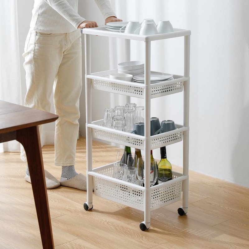 Japan Tianma Unifit 33CM wide four-layer storage rack (with wheels)-DIY - Storage - Plastic White