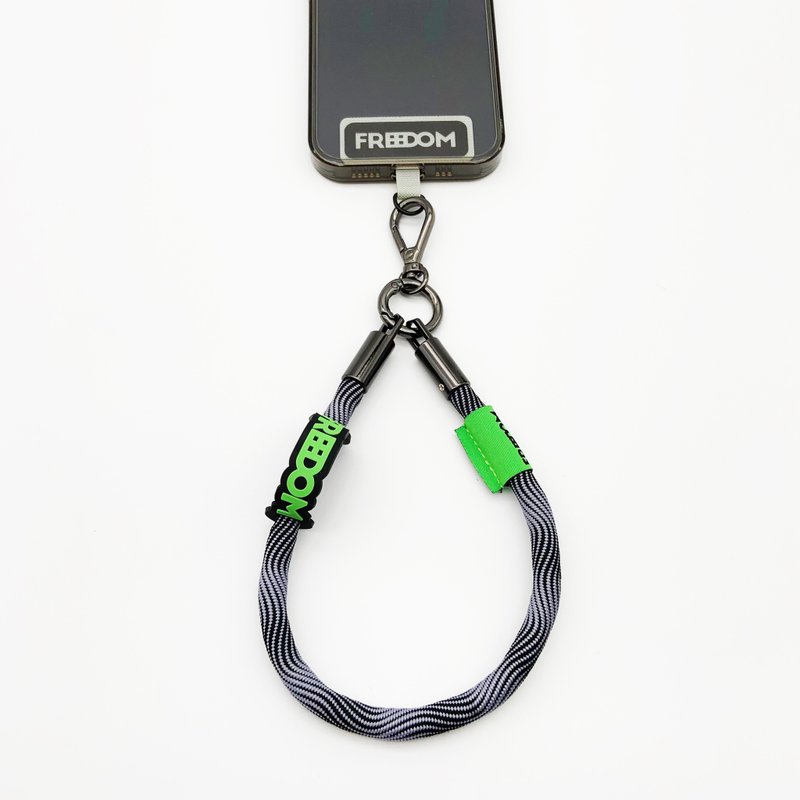 Free Trading Company-Mobile phone lanyard-black and white interlaced corrugated color - Phone Accessories - Polyester Green