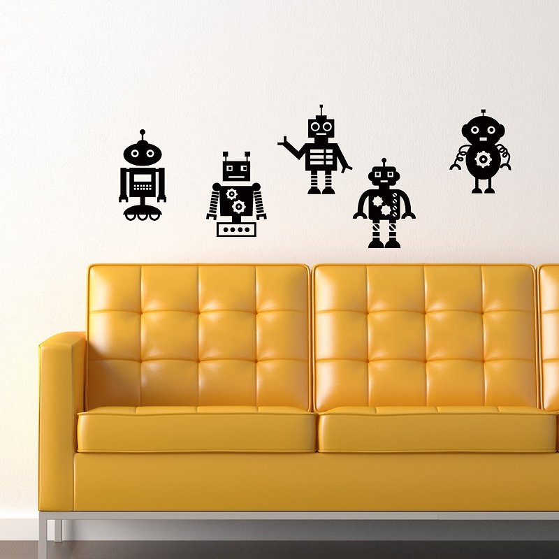 "Smart Design" Creative Seamless Wall Stickers Nostalgic Robot 8 Colors Available - Wall Décor - Paper Black