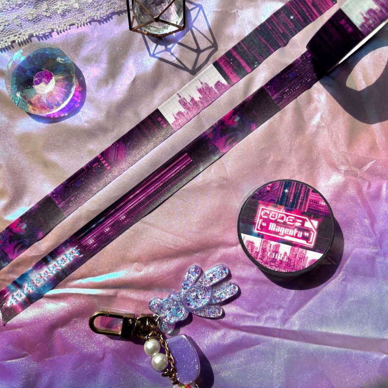 Code:Magenta pattern washitape - 紙膠帶/和紙/PET - 紙 紫色
